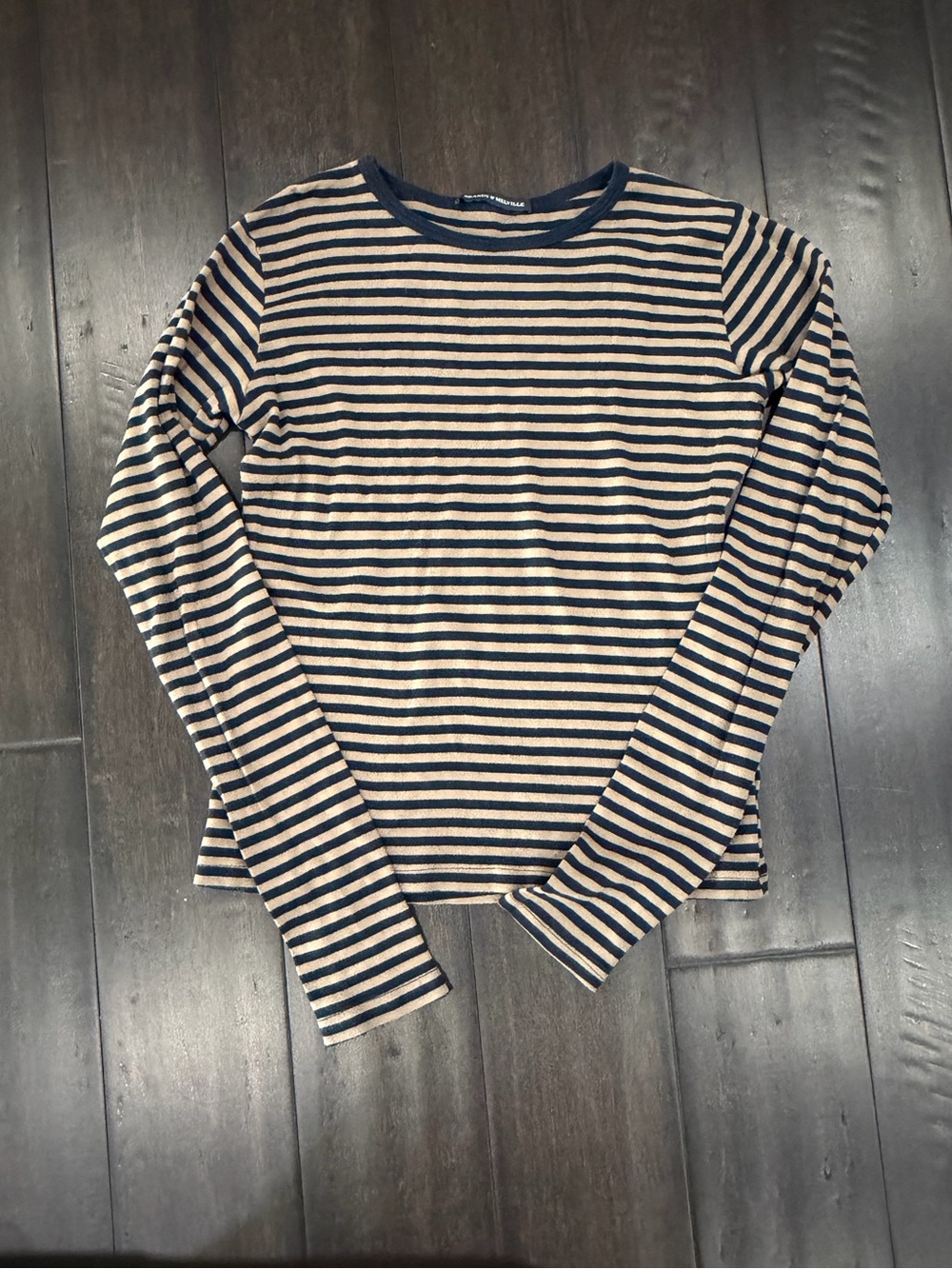 Brandy Melville Navy & brown Striped Long-Sleeve Tee
